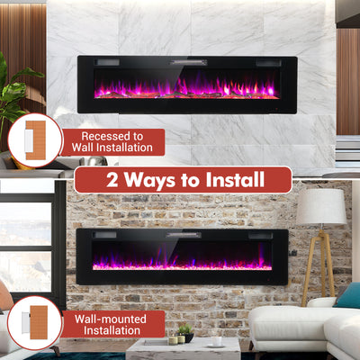 60 Inches Ultra-thin Electric Fireplace with Remote Control and Timer Function