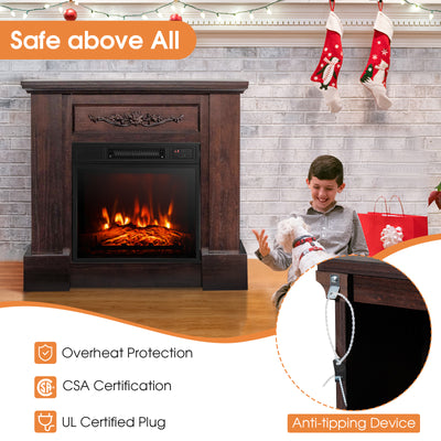 1400W TV Stand Electric Fireplace Mantel with Remote Control-Natural