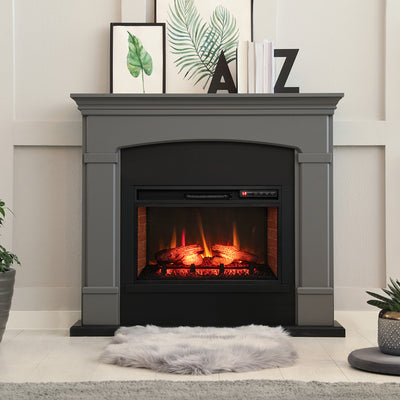 26 Inch Infrared Electric Fireplace Insert with Remote Control-Black