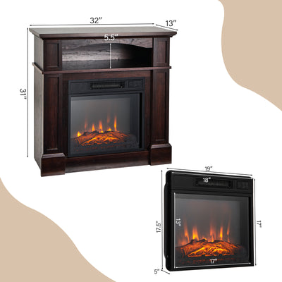 32 Inch 1400W Electric TV Stand Fireplace with Shelf-Natural