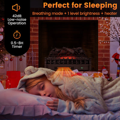 26 Inches Infrared Quartz Electric Fireplace with Realistic Pinewood Ember Bed