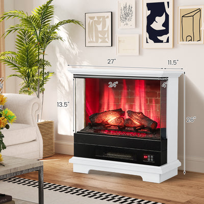 27 Inch Freestanding Fireplace with Remote Control-White