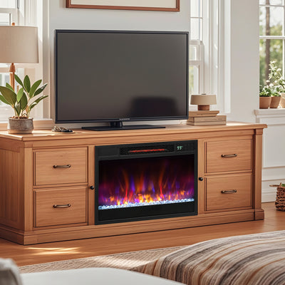 23 Inch 1500W Recessed Electric Fireplace Insert with Remote Control-Black