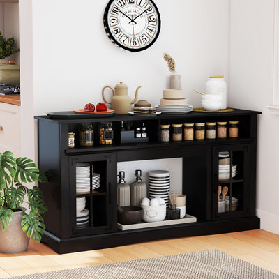 TV Stand with LED Lights and Remote Control-Black