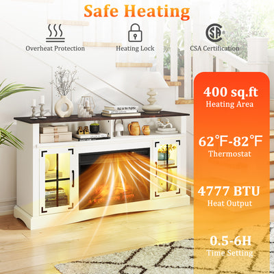 Fireplace TV Stand with Remote Controls and Thermostat for TVs Up to 50 Inch-White