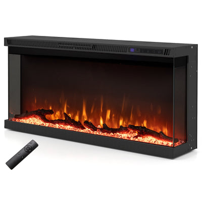 36/40/50/60 Inch Wide 3-Sided Electric Fireplace Insert with Remote Control and 12 Flame Colors-36 Inch
