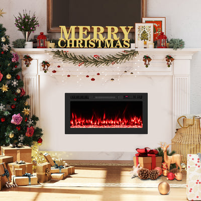 Smart WiFi Electric Fireplace Wall Mounted & Recessed 750W/1500W Heater-36 Inch