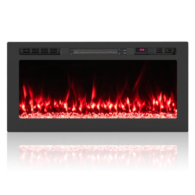 Smart WiFi Electric Fireplace Wall Mounted & Recessed 750W/1500W Heater-36 Inch