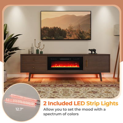 36 Inches Electric Fireplace Heater Recessed with LED Strip Lights and Remote Control