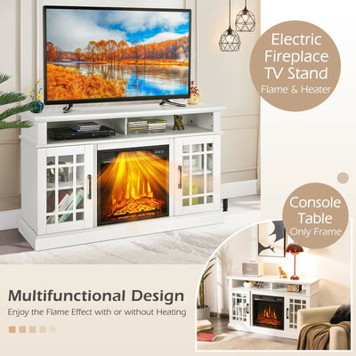 48 Inch Electric Fireplace TV Stand with Cabinets for TVs Up to 50 Inch-White